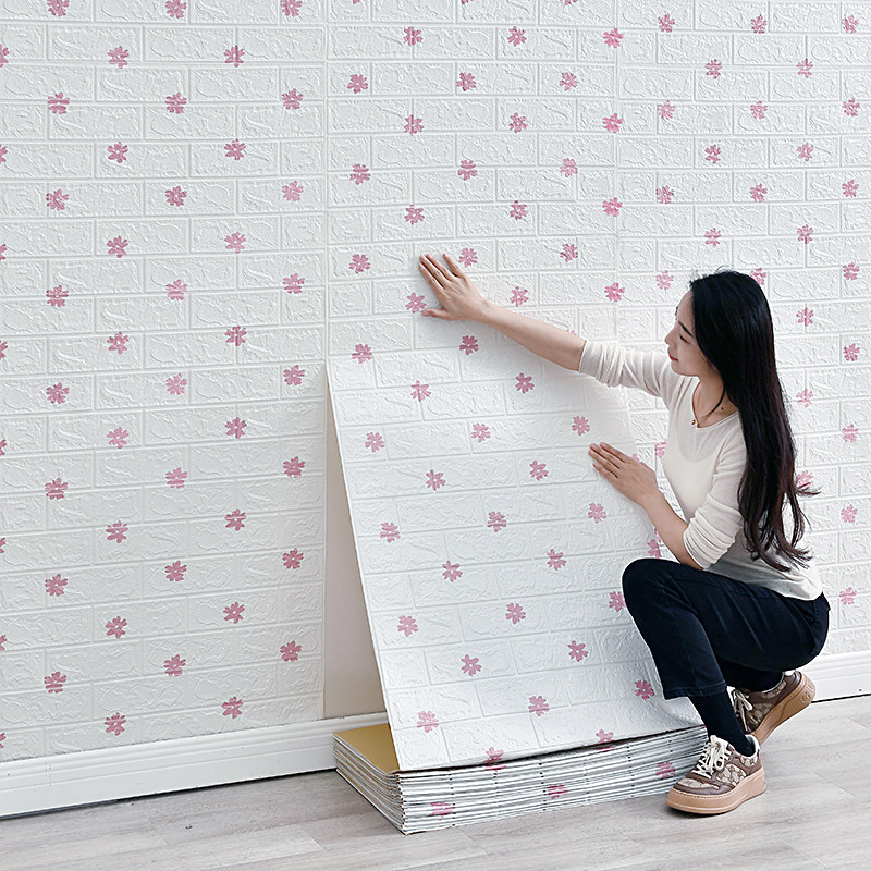 墙纸自粘防水防潮墙面装饰遮丑出租屋房间水泥墙贴3d立体防撞壁纸,家居饰品,软装墙贴,淘宝优惠券,粉丝福利购,淘宝优惠卷