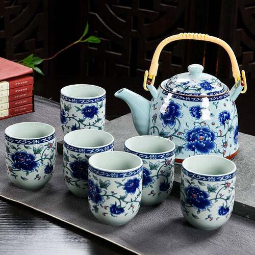 大号套茶壶茶具茶盘瓷陶青花瓷功创优优品夫茶具家简用约现装特价