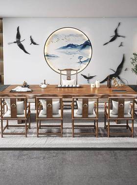 实茶桌椅组合复大板功茶古台简约新中式木禅意办公室OMI夫泡茶管