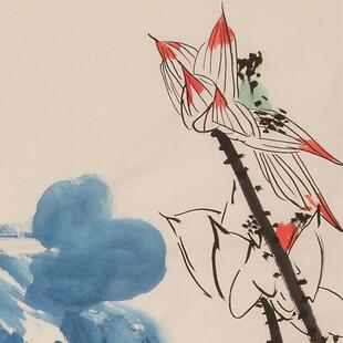 画国水墨画荷花画房间画NSC办公室画壁画山水画饰 名画家绘纯手装