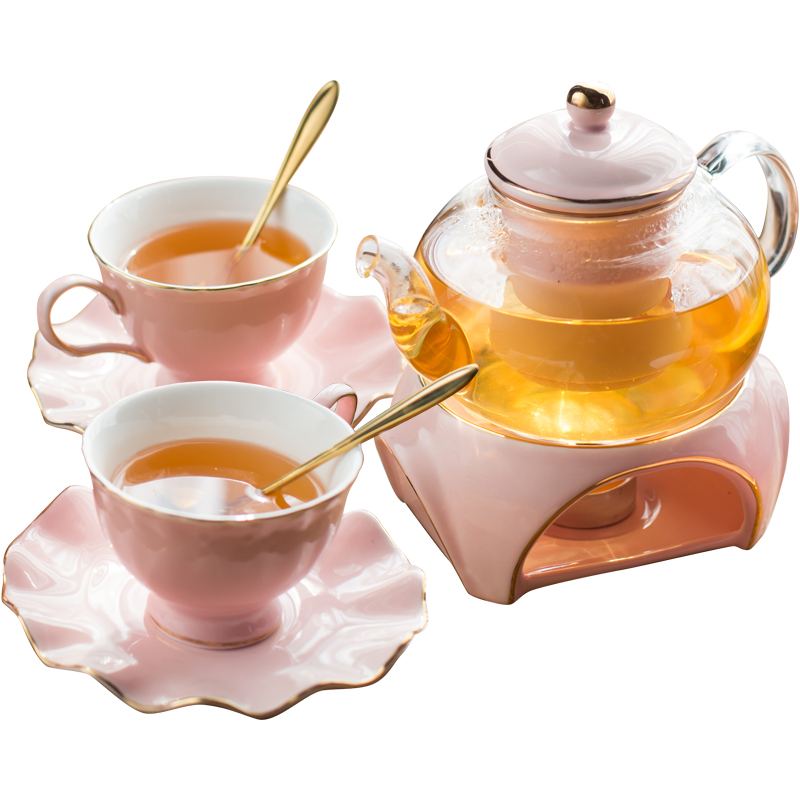 陶瓷欧式花茶壶蜡烛加热少v女北欧英式下午茶水果茶壶花草茶具套