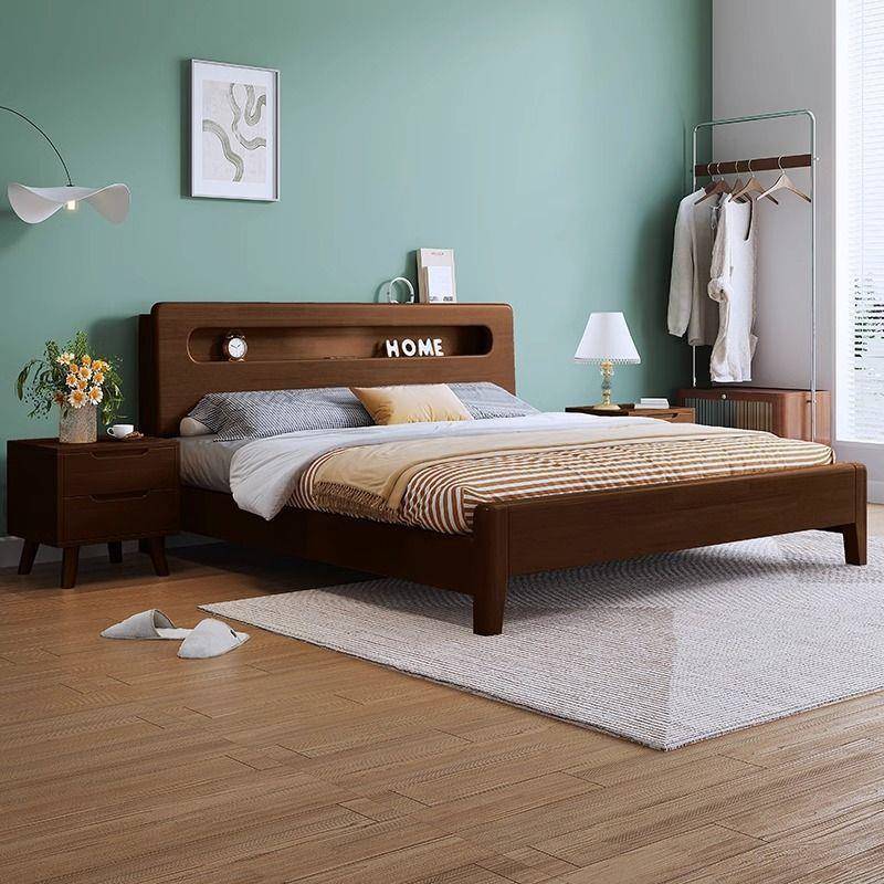 欧北实木床1.5m小户型床双人1.8m民床宿高箱收纳物床高A003#实箱