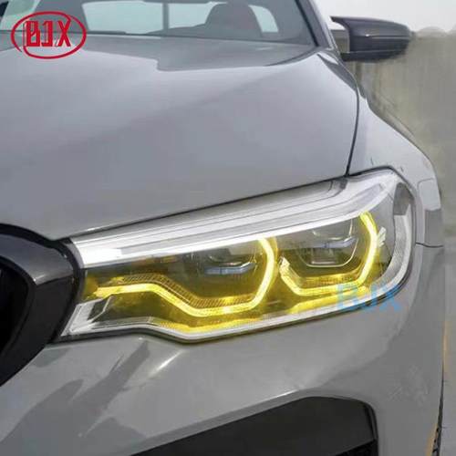 适用日宝马5系G30于38勺子大灯黄金眼行灯升级柠檬黄20适用于宝17