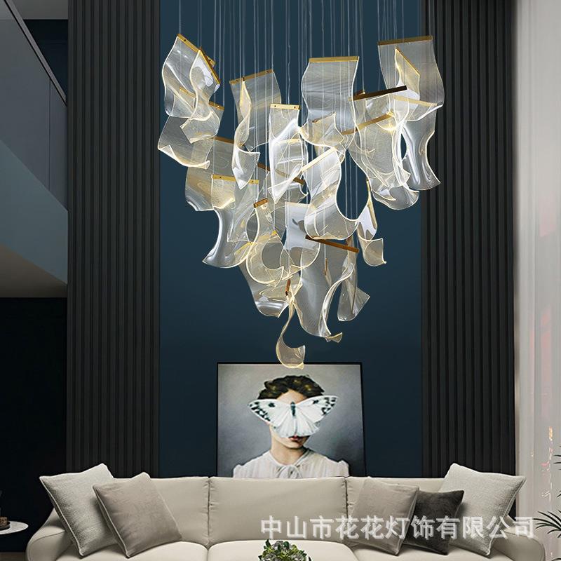 复式售楼大吊灯别墅客厅灯酒店堂667部轻奢艺大术大气楼楼梯间长