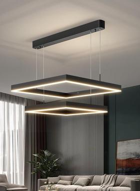 现代简吊约铝材客厅灯北欧创意大气办公室展厅餐厅方吊8536形组合