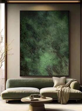 手绘抽厚油画《何止青绿》厅象玄关装饰QWE-2302画立体肌理餐厅壁