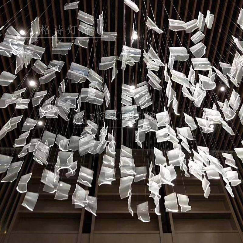 格诗73发灯光亚克力页吊书酒店会商场中庭所装饰灯宴会厅新中式灯,家装灯饰光源,智能吊灯,淘宝优惠券,粉丝福利购,淘宝优惠卷