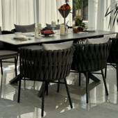 外户桌桌椅庭院花茶桌藤椅客OJK厅餐室外阳台露台休园闲椅子岩板