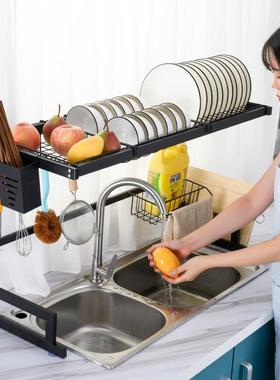 不层锈钢水NM-335槽拆沥水架厨房置物台架面碗碟刀筷收纳架可卸双