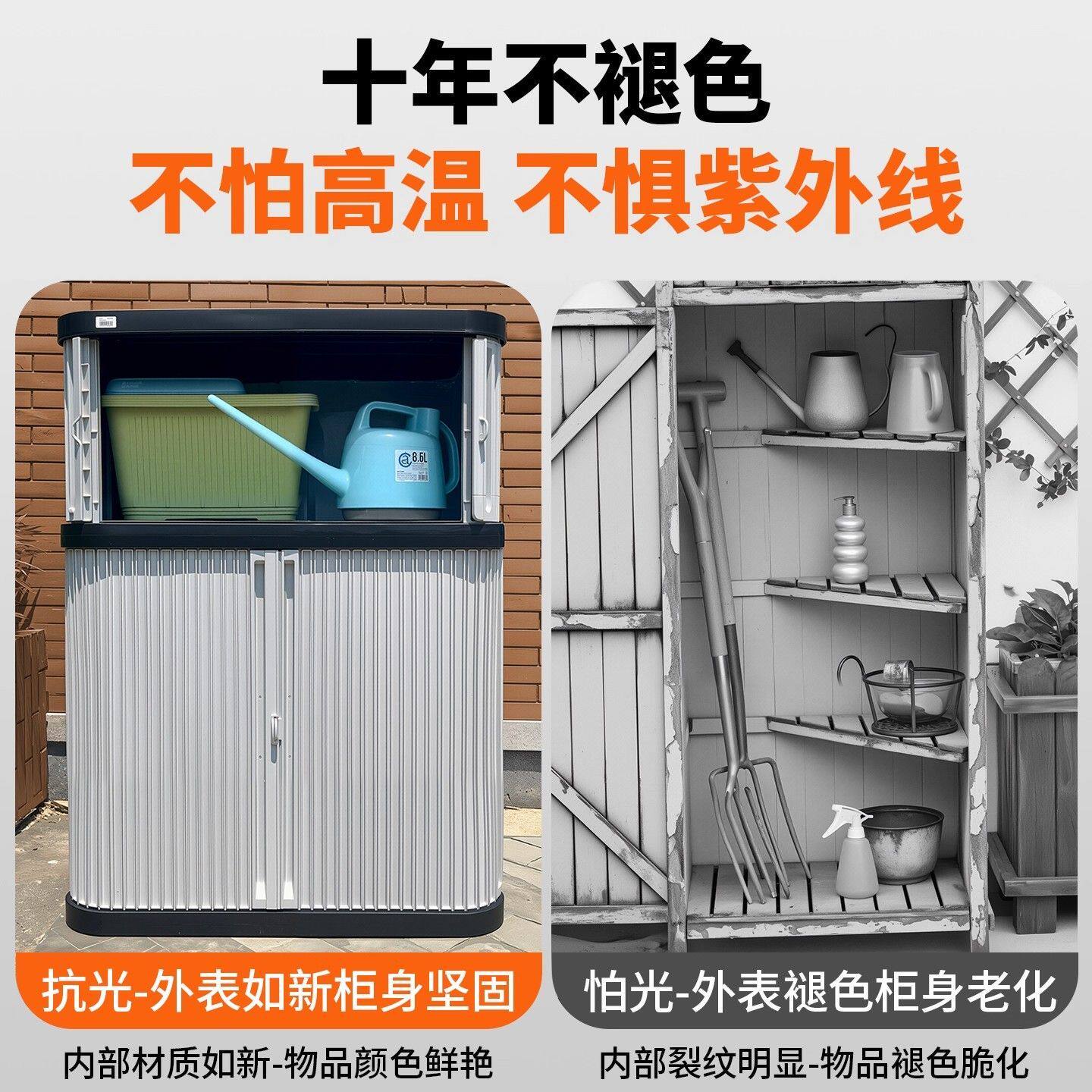 爱丽思户外收纳储物柜阳台防晒防水工具杂物柜花园庭院柜室外柜子