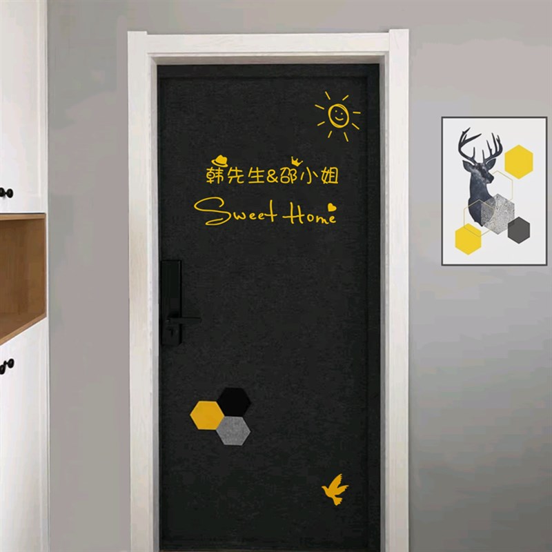 毛毡门贴纸自粘h防盗门入户门贴膜改造旧木门翻新改色北欧装饰隔