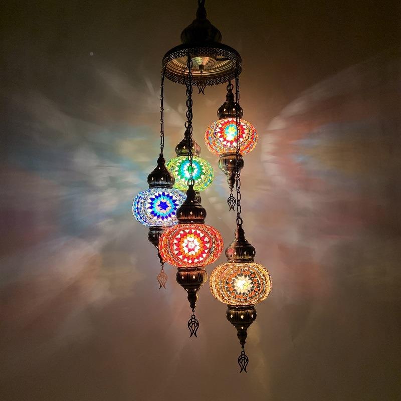 766土耳其特色楼楼梯吊灯啡厅餐厅酒店民宿别墅复式间五咖头吊灯