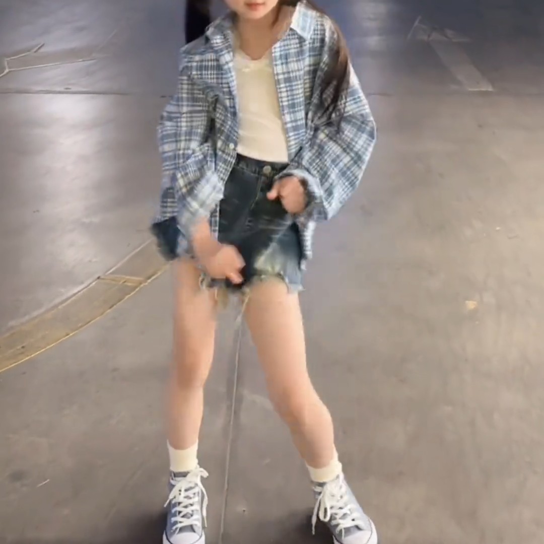 中大童夏季薄外套衬衫女童外搭防晒格子衬衫薄款百搭时尚美式潮流