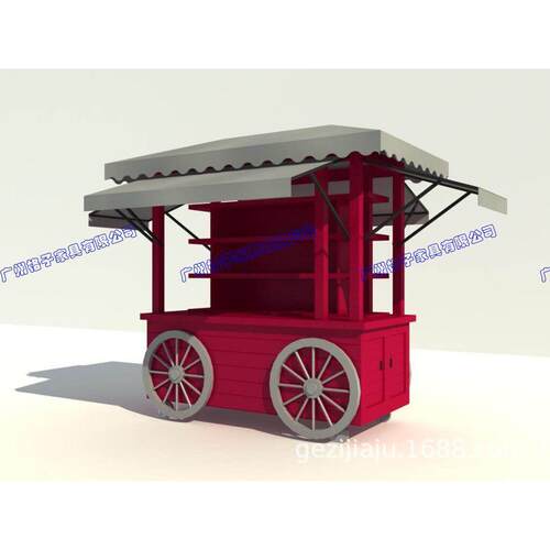 商业街美食小吃售卖亭 景区餐饮商品花车 游乐园卡通商品摊位商亭