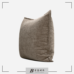 为你写诗侘寂双面咖色雪尼尔抱枕北欧靠包民宿U沙发靠枕样板