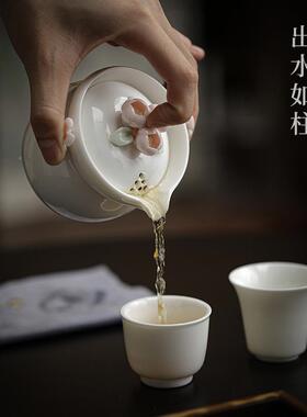 纯手工捏16435花快装客杯户外陶瓷一壶杯便携式旅行功夫小茶具二