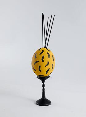 现简约黄树脂代蛋壳香薰色几何摆件创样板房售楼处客厅GD-H186书