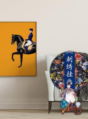 墙玄关装JGR画饰走廊过道刺绣画门竖版现代简约轻奢挂画正对绣花