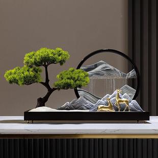 迎客松流FKJ7TH66沙画摆沙漏中式 新家居客厅禅意玄关办件公茶室室