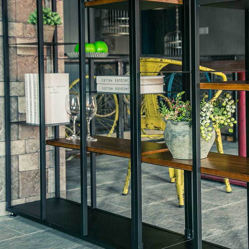 北欧创意实木书架多层落地展示书柜客厅隔断装饰置物架铁艺收纳架