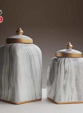 欧式罐美样式复古客厅陶BZV瓷四居方摆件餐桌板房家电视柜装饰品