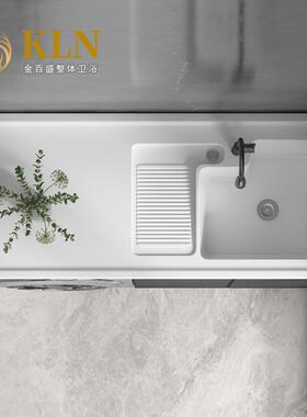 灰色铝蜂窝洗机造衣机伴侣人石英石盆洗衣组合柜EVD台洗衣机柜1阳