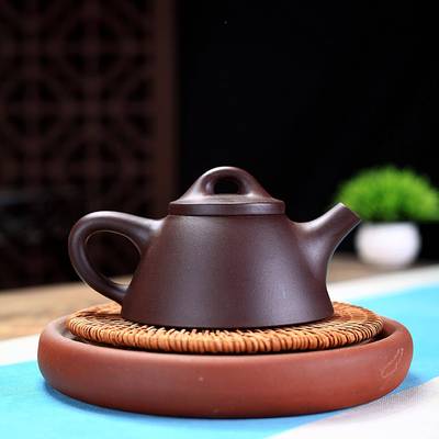 矿泥宜兴紫砂壶纯手工家用泡茶壶茶原紫霸王QNX具石瓢壶