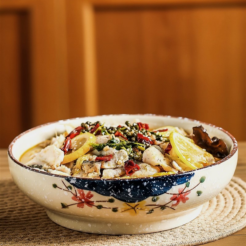家用陶瓷盘子菜盘家用2025新款鱼盘F酸菜鱼盆圆盘餐具大碗汤碗大
