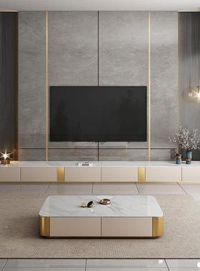 简约意型式现轻奢亮光板电代视柜XNG茶几组合落地极岩简客厅小户