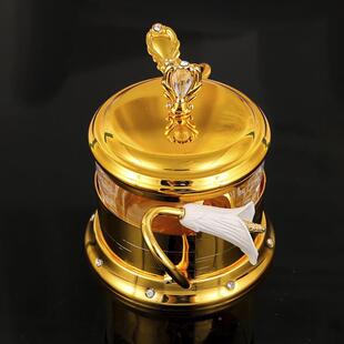 新款北欧风马蹄莲奢料糖盒罐精致80677轻厨房收纳盒罐子调瓶味精