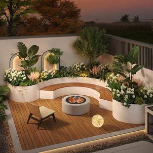 不锈钢户外庭院花箱坐凳卡合阳台露花台槽组种69184植箱外摆座椅