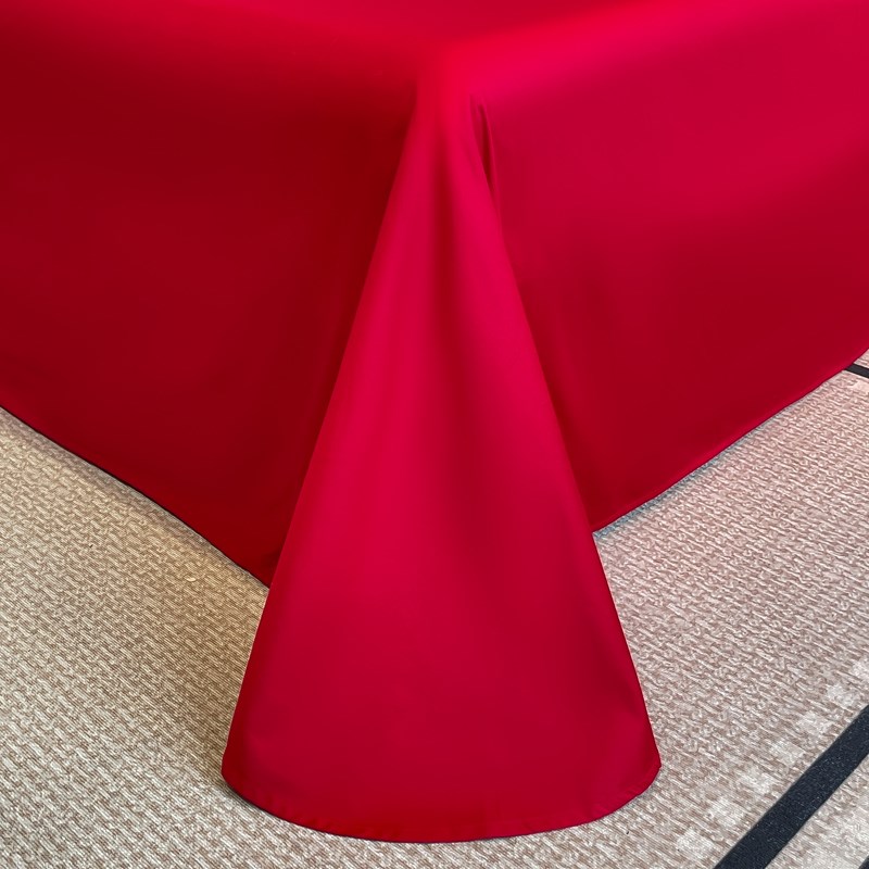 中式180支结婚四件套红色龙凤刺绣全棉被套床单婚庆床品4