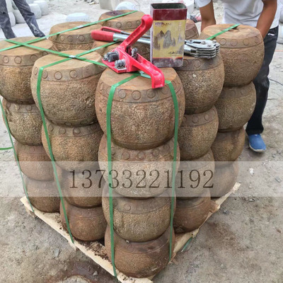 石柱空心实心顶石鼓做旧石墩子柱础仿古青石底Y座麻面装饰