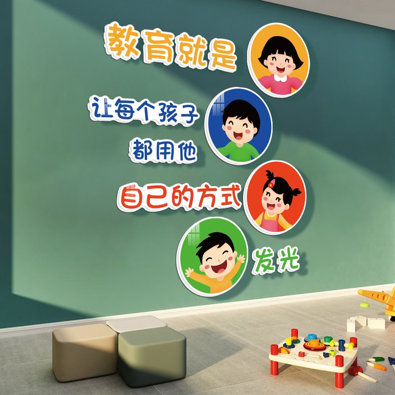 幼儿园环创材料教室布置班级文化墙贴纸楼梯走廊墙面装饰挂画立体图片