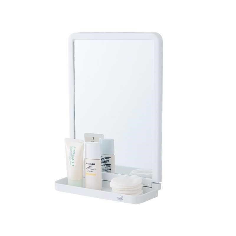 厕所浴室小镜子粘贴墙面宿舍洗手间镜子简约壁挂免打孔带置物架,家庭/个人清洁工具,浴室镜,淘宝优惠券,粉丝福利购,淘宝优惠卷