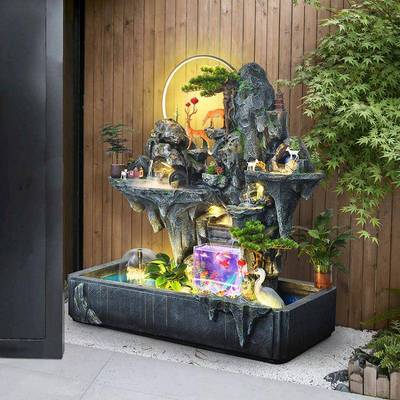 假山水水喷泉鱼池循环水客厅阳台流tb-62409鱼缸鱼庭院池公司酒店