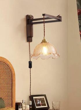 式中古厅风氛感客厅主灯围美拉德复古实木餐卧室法89162玻璃壁灯