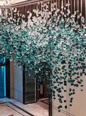 创意个性蓝绿红白色石37575头冰块吊工线部灯程酒店售楼沙盘会所