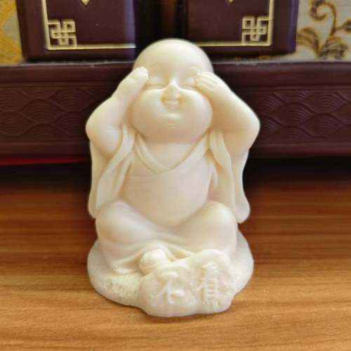 供厂家直象牙果1186雕刻三不小和尚家摆件居桌面汽装饰摆饰创意车
