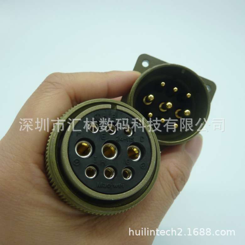 机械手臂MS3102A24-11P航空插头配套MS3106A-24-11S镀金连接器