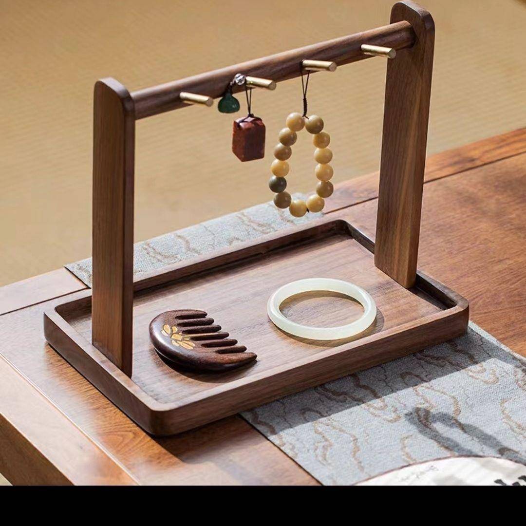 钥匙收纳桌面玄关盒摆MRE件进门意创实木简约入门户置物架挂钩钥