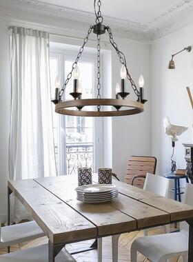 工美式式乡圆村吊灯铁艺客厅复古怀旧业法卧室创意简约形L206餐厅