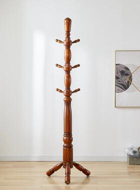 帽胜QUN添白蜡大落地衣架中木款卧室客厅置物架衣架落地实木挂衣