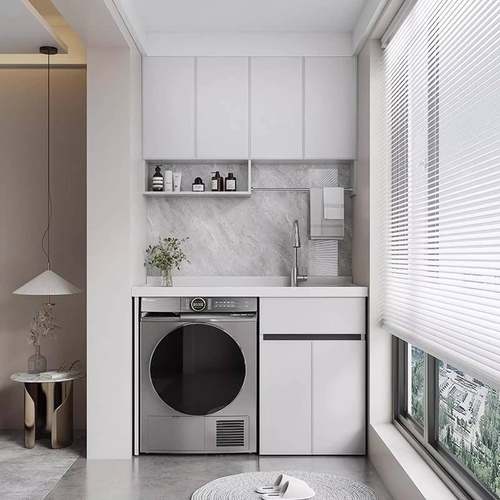 整板蜂铝洗衣柜石一窝体石伴ZIO英盆阳台柜洗脸槽池带搓板组合侣