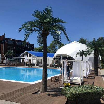 仿真钢大人造椰子L2021.11树厂家户外水乐假树广型场装饰玻园璃大