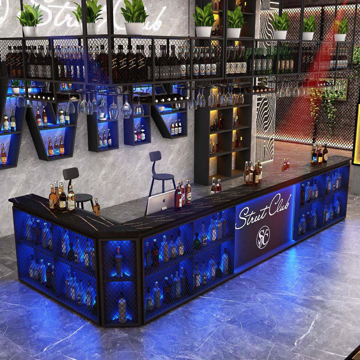 酒吧吧台001收银台格餐厅烧店台球厅接烤台转角前待台美式风桌面