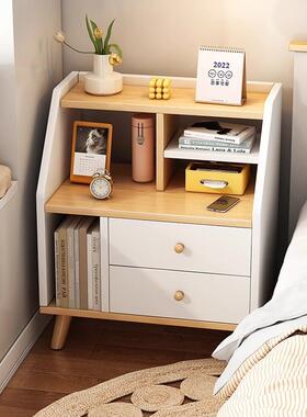 简床档头北柜现代约轻奢高QUD卧室小型床边收纳储物柜欧风床头置