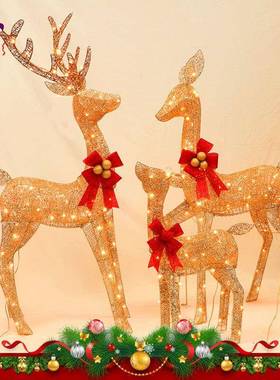 发光防水圣诞鹿套餐装节婚礼派对摆件UAL圣铁艺饰场景布置圣诞诞