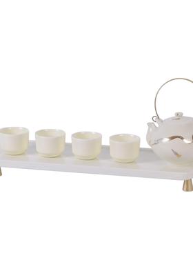 现茶代式奢轻茶具套装DEH家用简约日侧把提梁茶壶高档杯茶盘配件