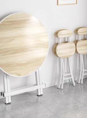 折手提NGA叠桌家用吃饭圆桌便携简易小户型餐桌租椅出屋宿舍式桌